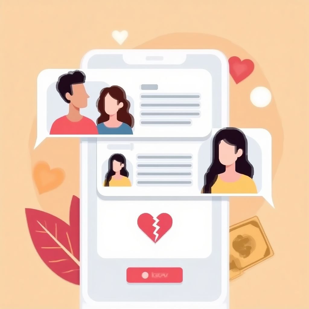 Ilustración de dos perfiles falsos en una app de citas